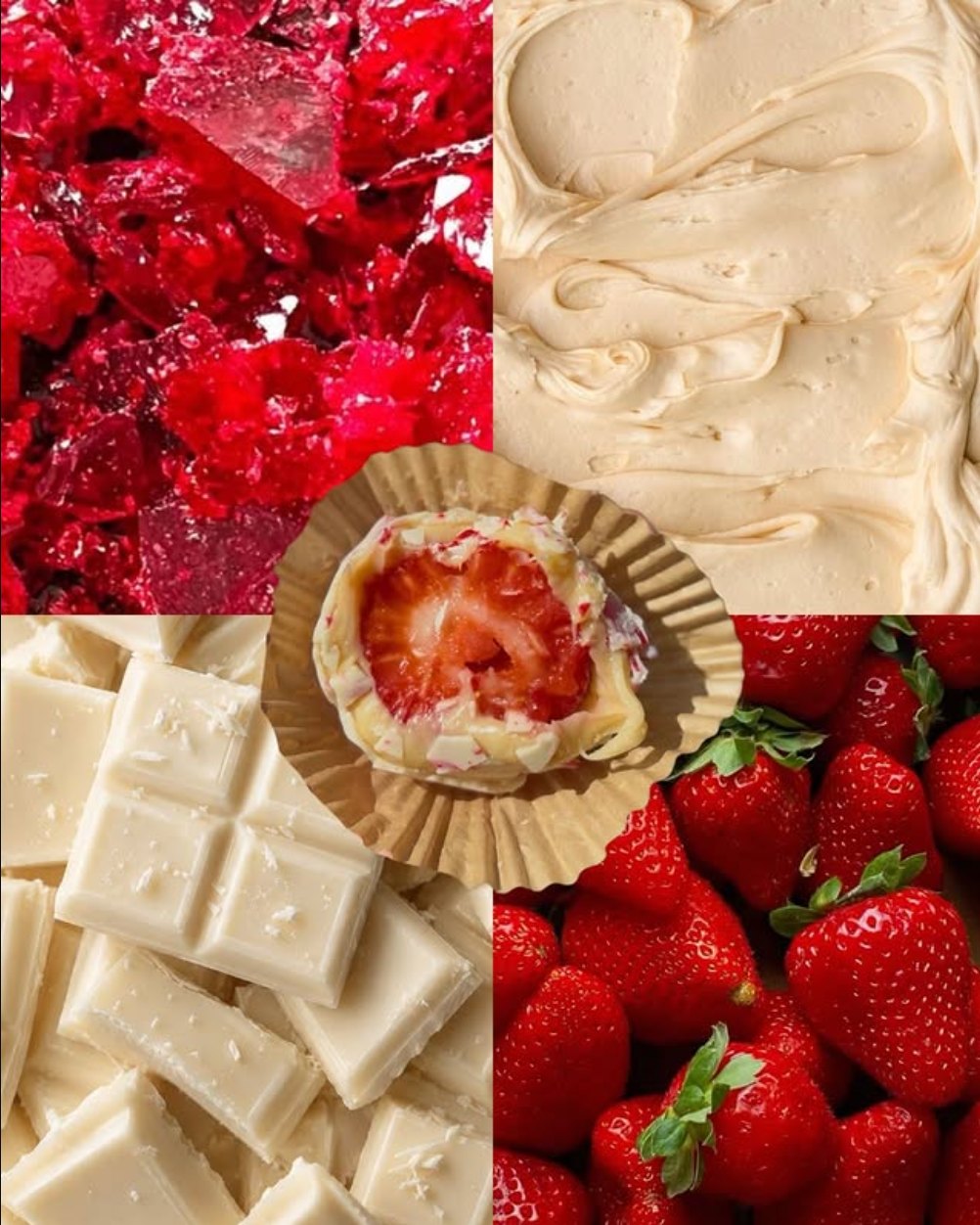 Bombom de morango com chocolate branco